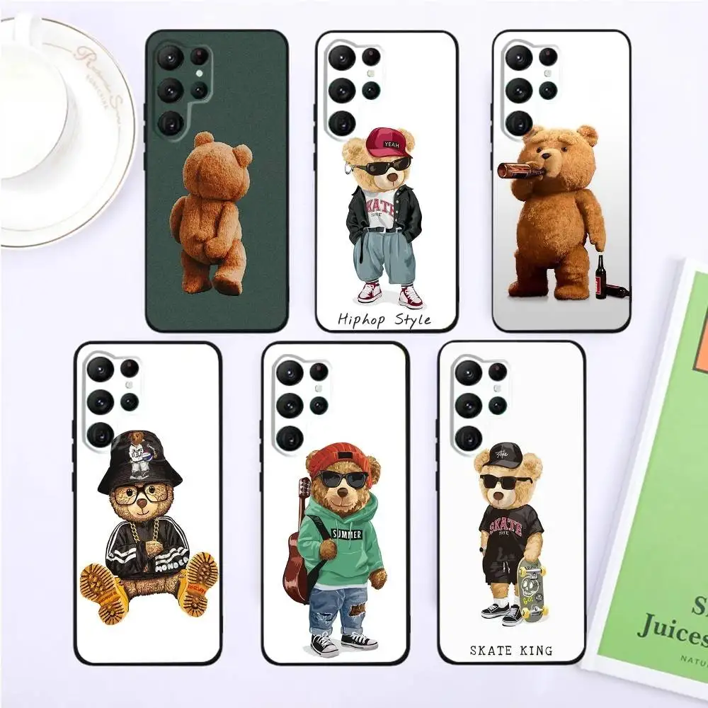 

Cool Bear Phone Case For Samsung S25,S24,S23,22,21,Ultra,Pro,S10,S30Plus,20lite Black Cover