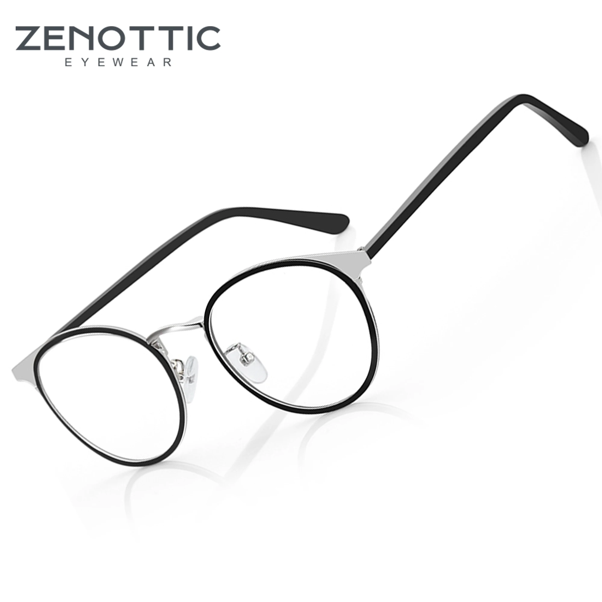 

ZENOTTIC Acetate Round Glasses Frame Men Luxury Brand Design Optical Clear Spectacle Vintage Ultralight Alloy Myopia Eyeglasses