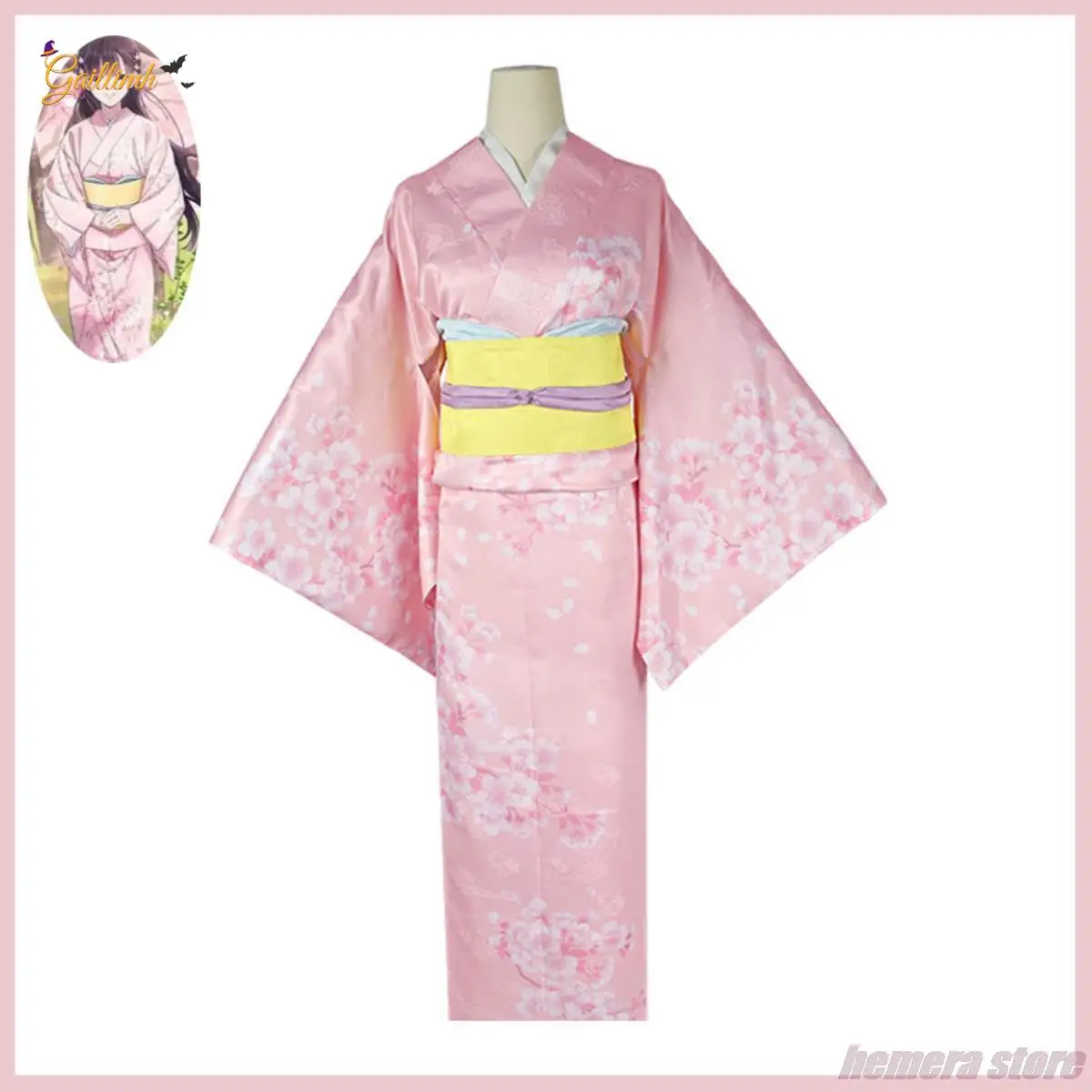 Anime meine glückliche Ehe Saimori Miyo Cosplay Kostüm Perücke japanischen Kimono rosa blau Kleid Outfit Frau Kawaii Halloween Anzug