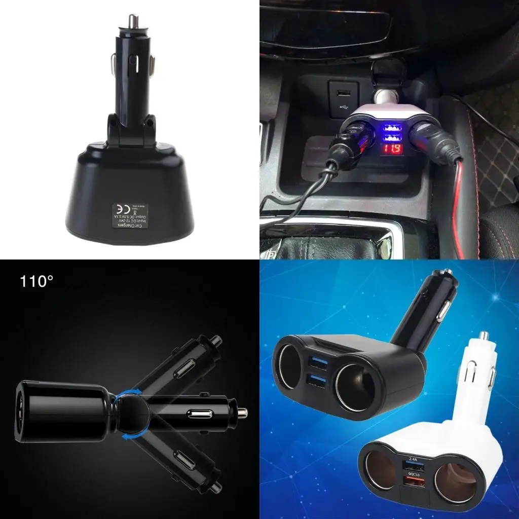 

Y1UB 12V 24V Car Power Socket Splitter Dual USB Voltmeter For Phone GPS