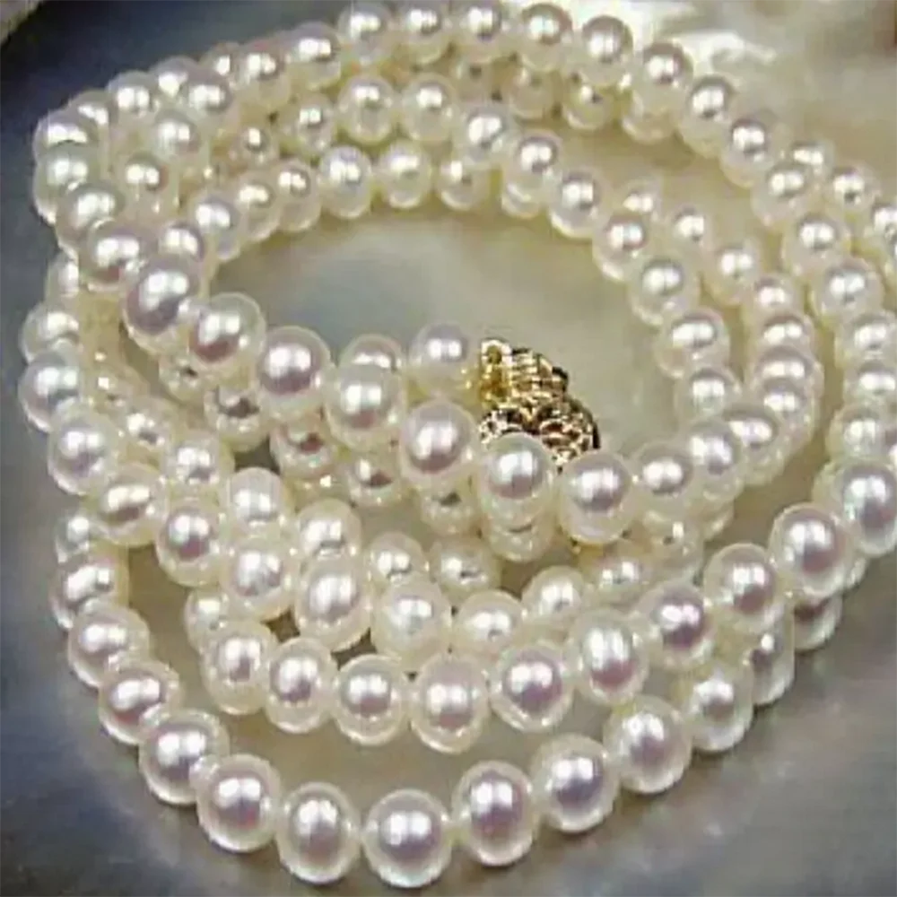 Beautiful!7-8mm White Akoya Cultured Pearl Necklace 25