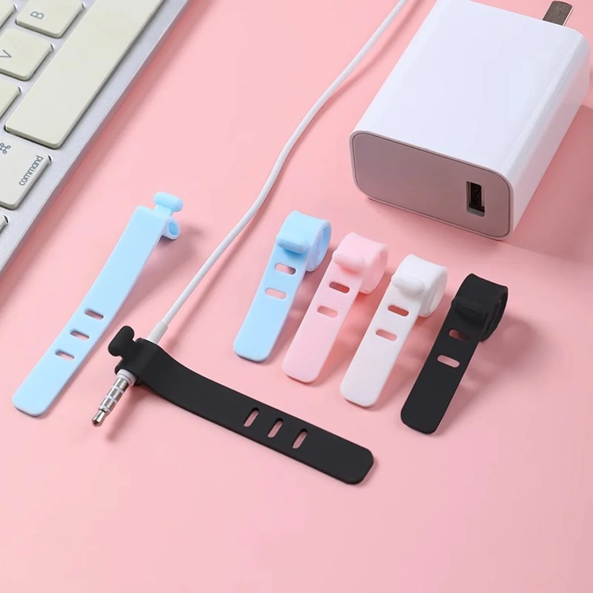 Ties Clips 20Pcs Flexible Silicone Cable Management Holder for Laptop Charger Wire Desk Storage