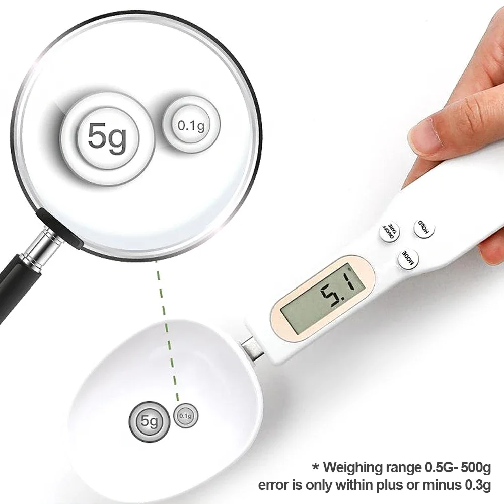 500g/0.1g Portable LCD Digital Kitchen Scale Mini Pets Food Measuring Spoon Gram Electronic Spoon Weight Volumn Food Scale 4