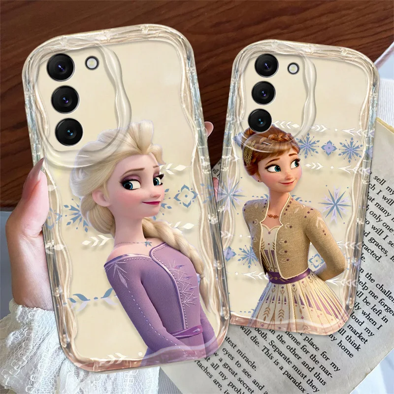 Disney Frozen Elsa Princess Phone Case For S21 S23 S24 Ultra Plus FE A55 A35 A25 A05S A54 A53 A52 A33 A32 Wave Oil Cover