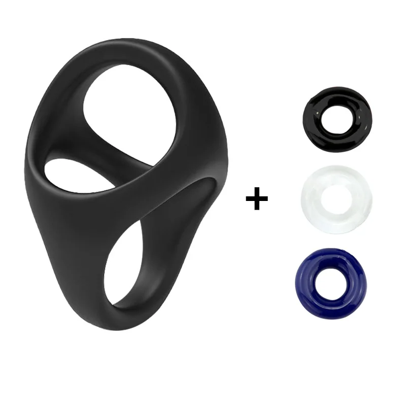 سيليكون حلقات القضيب خاتم الديك الانتصاب تعزيز الثلاثي القضيب الرجال لعبة حلقة ملحق الخرز القذف الجنس لعب للرجال