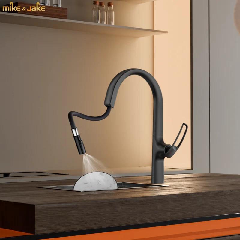 

Выдвижной кухонный смеситель в европейском стиле с одной ручкой, смеситель с 360° ° Поворотный излив, бессвинцовый латунный смеситель для холодной/горячей воды