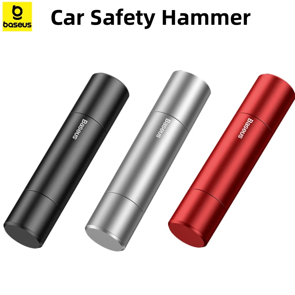 

Baseus Mini Car Safety Hammer Safety Hammer Emergency Glass Breaker Window Seat Belt Cutter Life-Saving Escape Hammer Blade Tool