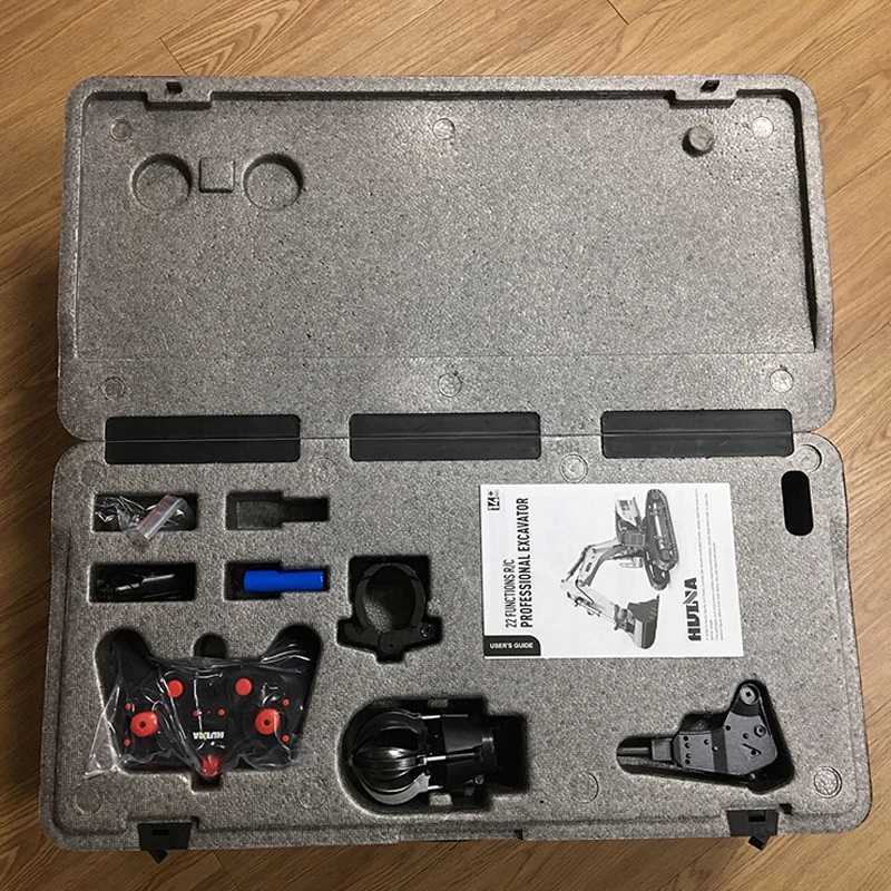 HUINA 594 1/14スケール RC掘削機 2.4GHzリモコン 合金製シミュレーション玩具 照明と音響効果付き 大人と男の子向け