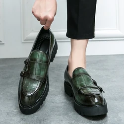 Marka Modne skórzane buty na co dzień Mężczyźni Biznesowy strój formalny Pedał Gruba podeszwa Loafers Suit Shoe Patent Leather Shiny Shoes