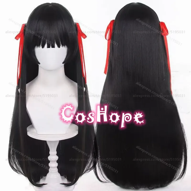 

Chisa Cosplay Wig with Red Hairband Long Black Wig Cosplay Anime Cosplay Wig Heat Resistant Synthetic Wigs for Halloween Costume