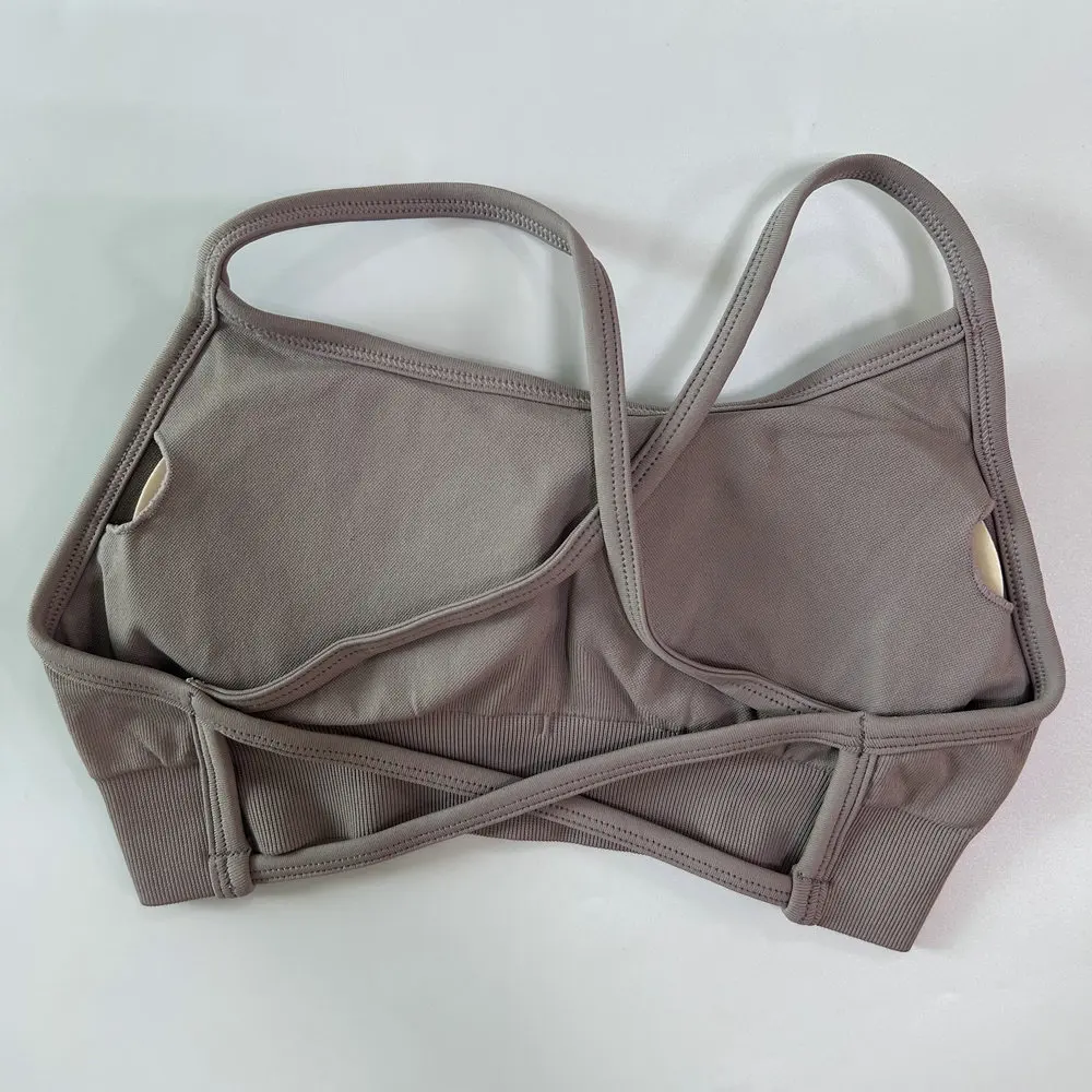 Pericic Damen Nahtloser Yoga-BH Rückenfreier Sport-BH Gepolstertes Sexy Top Kreuzrücken Gym Crop Top Fitness Sportunterwäsche – Detail 11