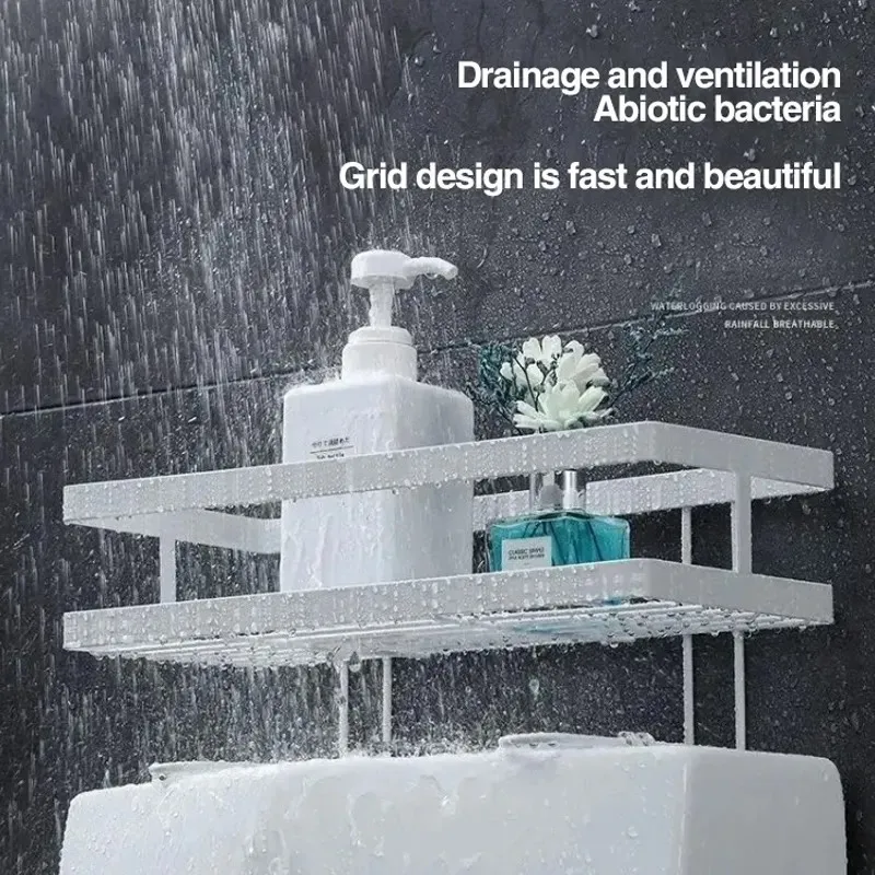 No Drill Wall Mounted Shelf for Bathroom, Above Over Toilet Rack, Storage Shelf, Aluminum Shower Organizer, Bath Accessories