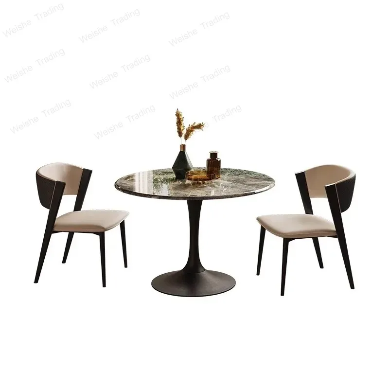 

Nordic Luxury Dining Tables Modern Rock Plate Iron Art Coffe Round Table Balcony Dining Room Furnitur