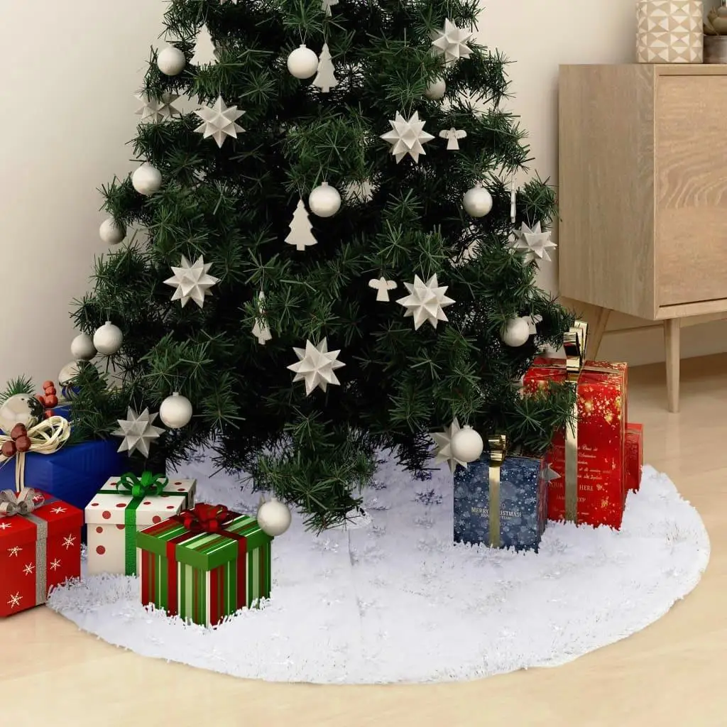 Elegant Faux White Christmas Tree Skirt 59.1 - Luxurious Holiday Decor for Your Home