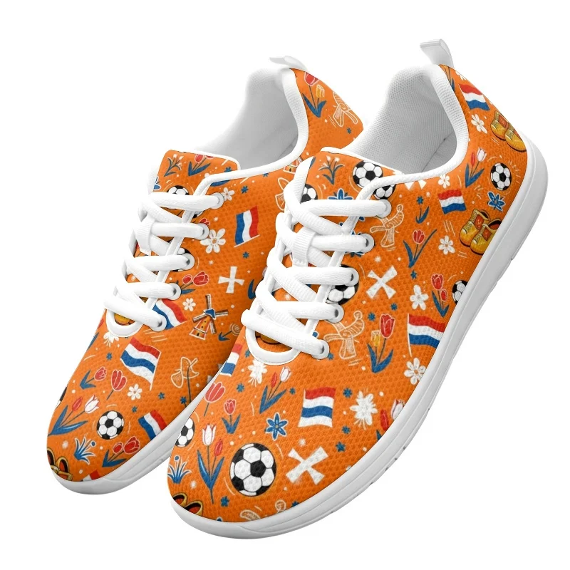 Women's and Men's Red, White, and Blue Striped Windmill Football Fun Print Casual Mesh Shoes All-season lace-up soft-soled non-s view 4