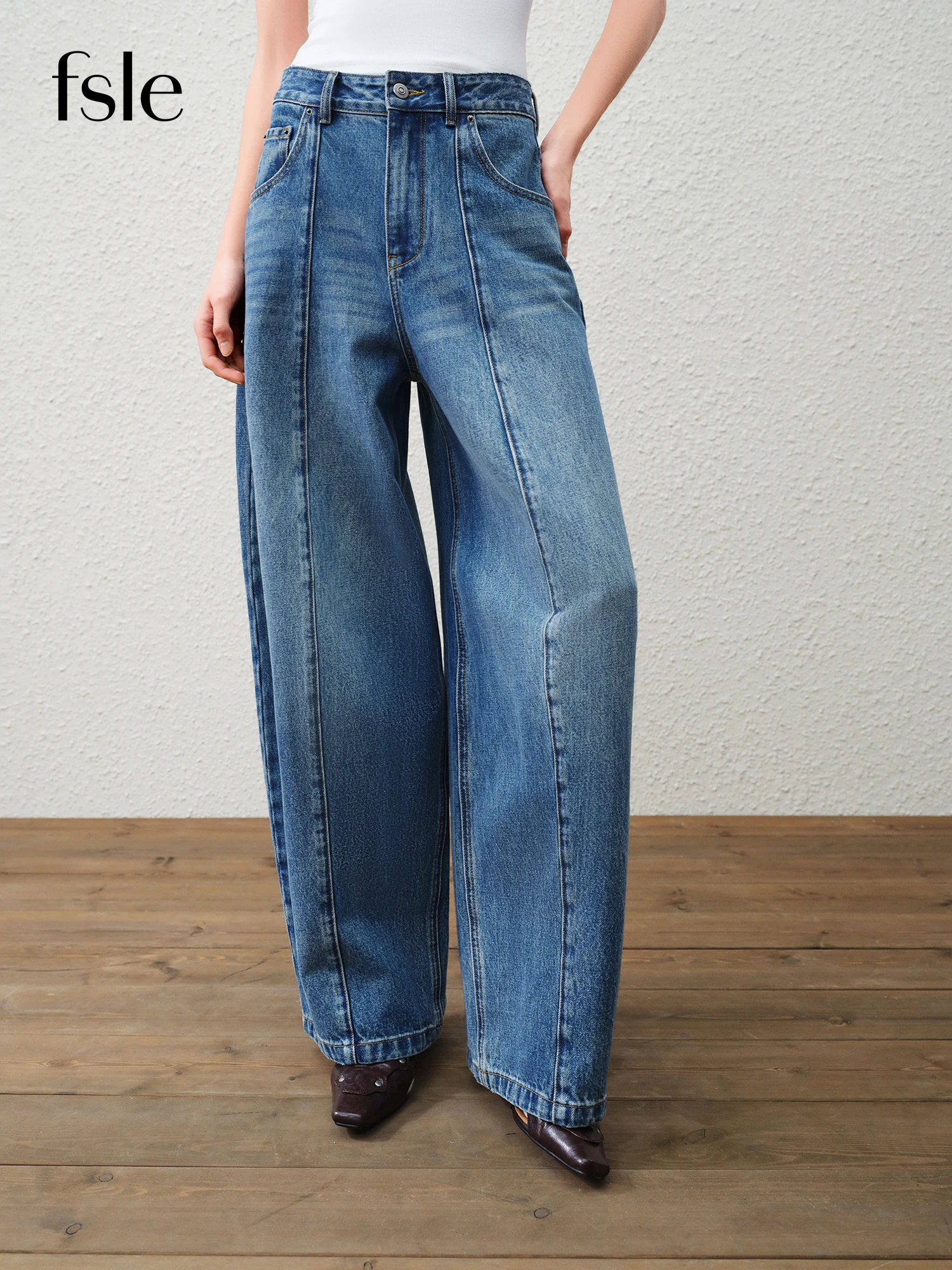 

FSLE【Premium Series】2026 Spring Women's Versatile Straight Leg Jeans - Flattering Arc-Shaped Denim Pants for Casual