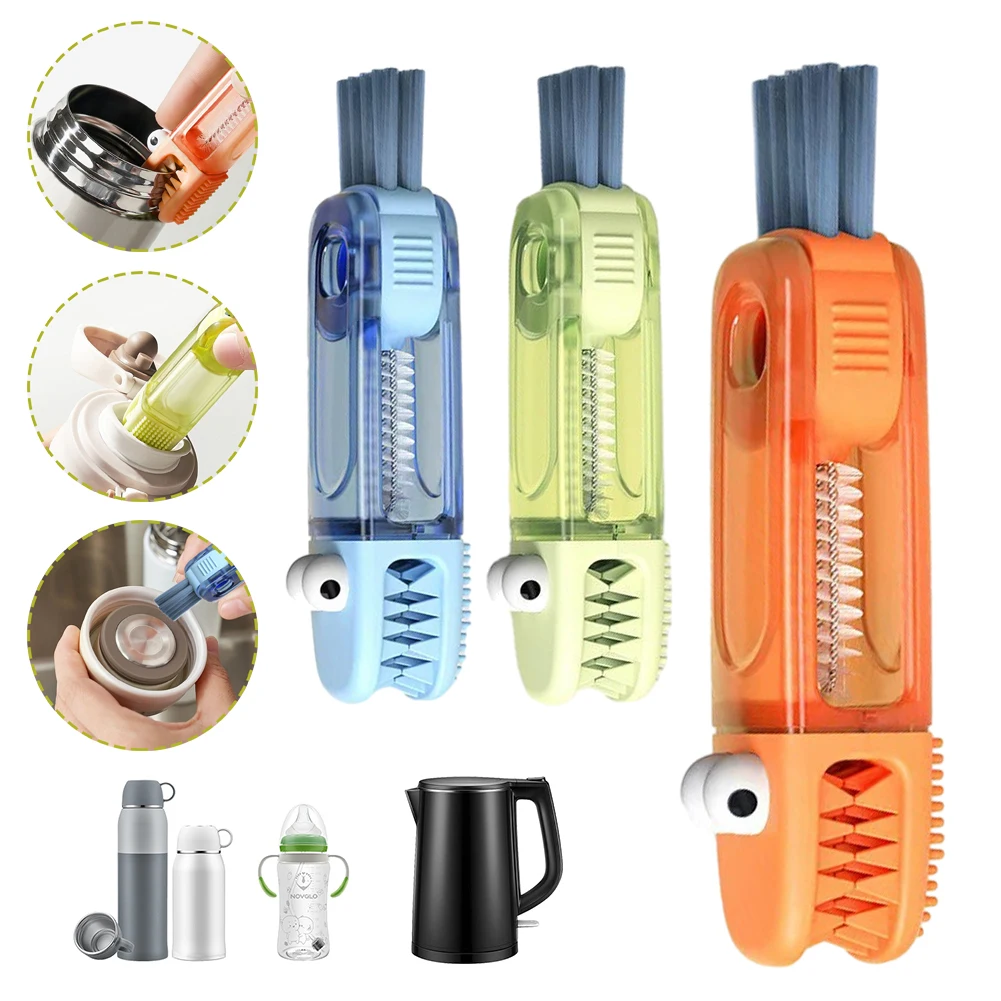 3 In 1 Multifunctional Cleaning Brush Tiny Bottle Cup Lid Detail Brush Straw Cleaner Tools Household Kitchen Cleaning Tool