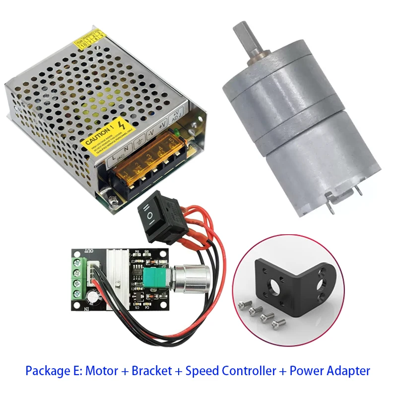 GA25-310 Geared Motor 12V 24V Low Speed Large Torque Bracket + Controller + Power Reversed Reducer Mini Reduction Box Motor