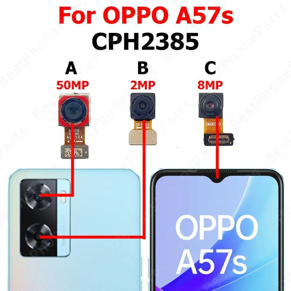 Rear Front Camera For OPPO A57s CPH2385 Backside Facing Frontal Selfie Back Camera Module Mobile Phone Parts