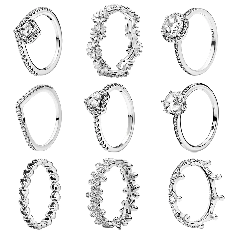 Anello originale in argento sterling 925 con zirconi a forma di cuore, anello multistrato per donna, gioielli alla moda, accessorio elegante, regalo per matrimonio o festività