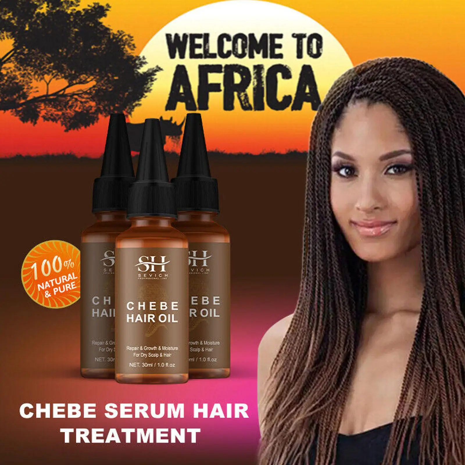 Huile de Chebe Alopécie pour Cheveux Épais, Produit Africain de Traction, Masque de Soins Capillaires Humide, Anti-Écloine, O0H0