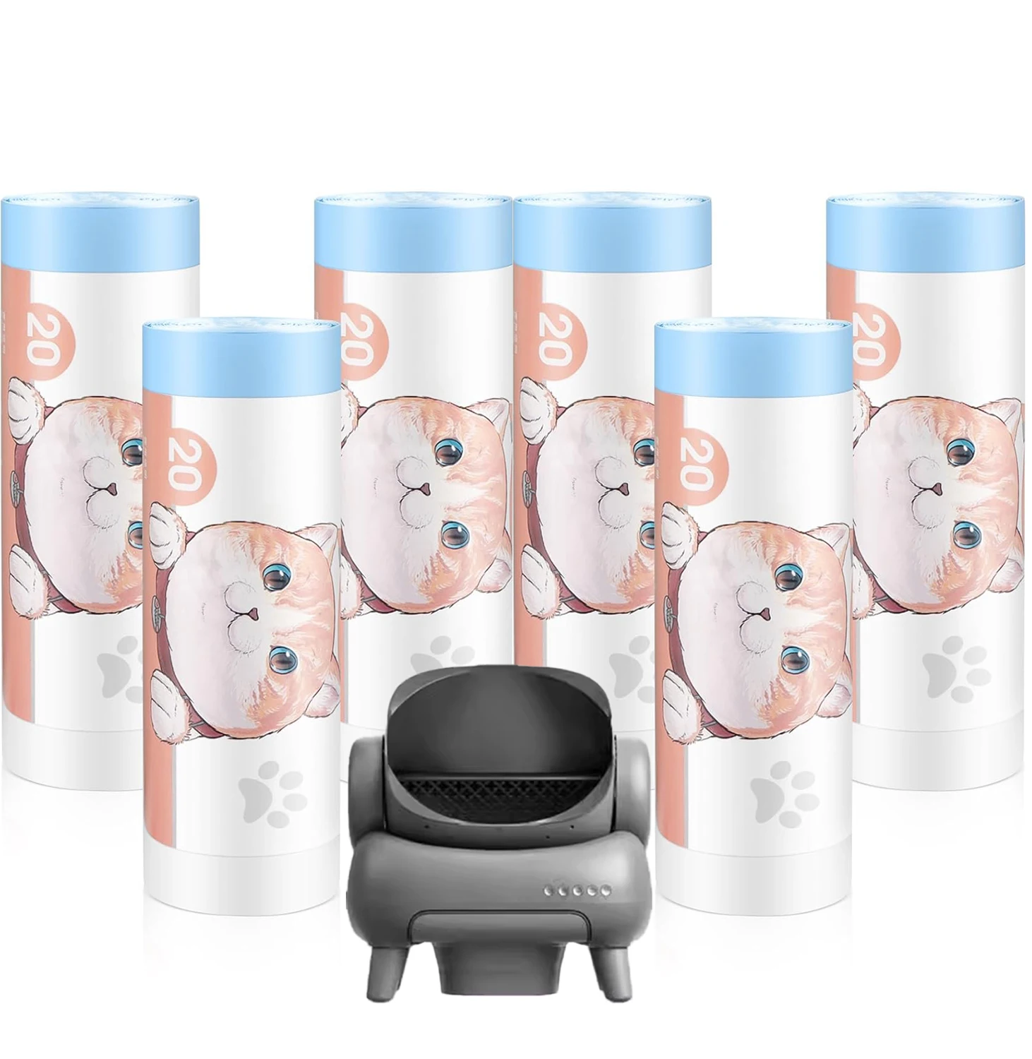 

6 рулонов пакетов для уборки за кошками Neakasa M1 Smart Cat Toilet: утолщенные мешки для мусора с завязками для кошачьего туалета