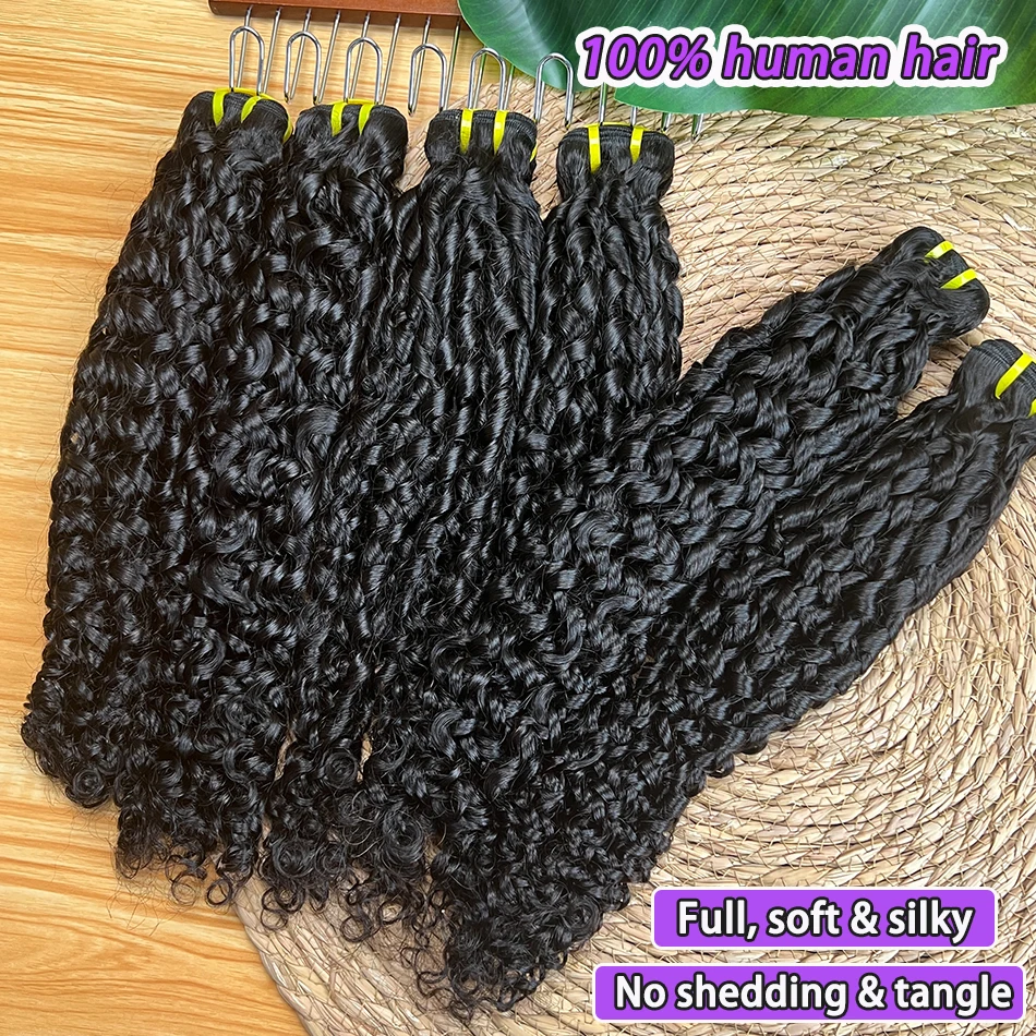 حزم بيكسي مجعد 100% شعر بشري طبيعي أسود اللون لحمة مزدوجة 100 جرام الخام عذراء فيتنام نسج على شكل شعر إنسان ملحقات