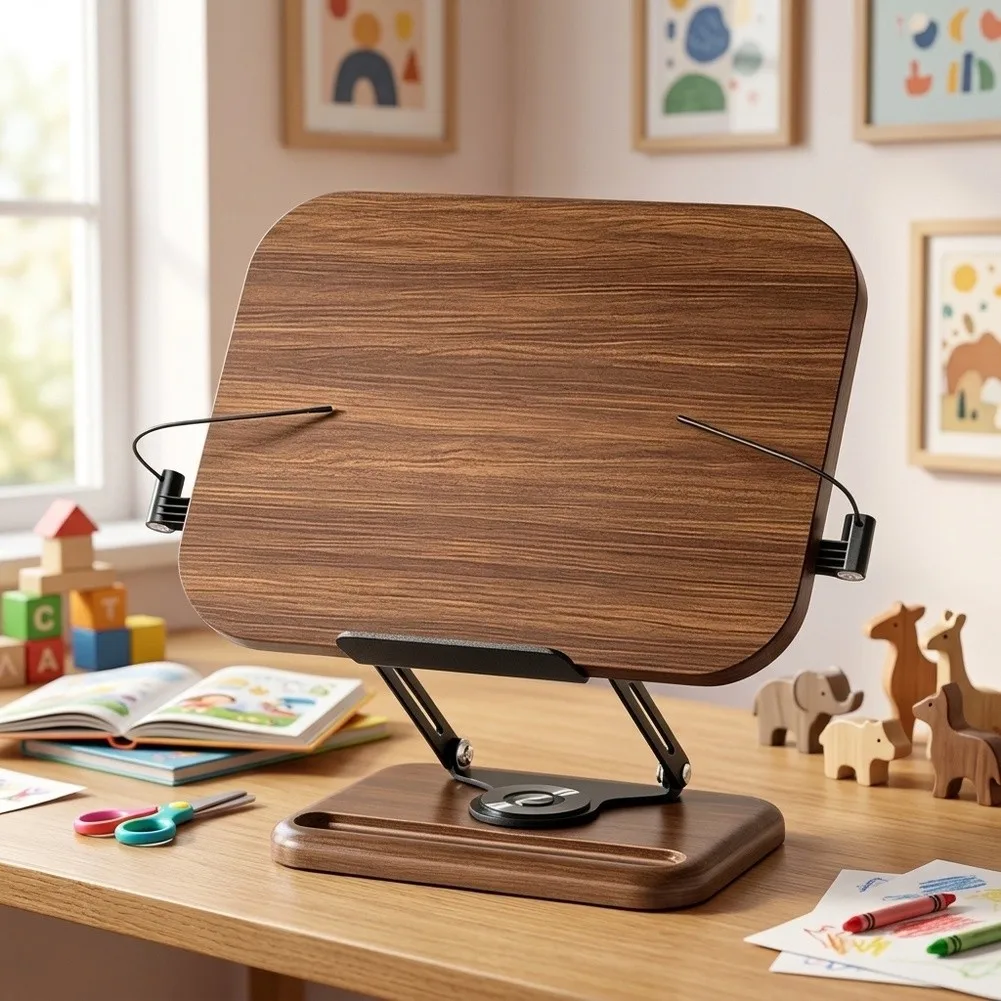 Wooden Dasktop Riser Stand With Storage For Tablet Laptop Reading Shelf Book Holder For Hands-Free Reading Tablet Accessories