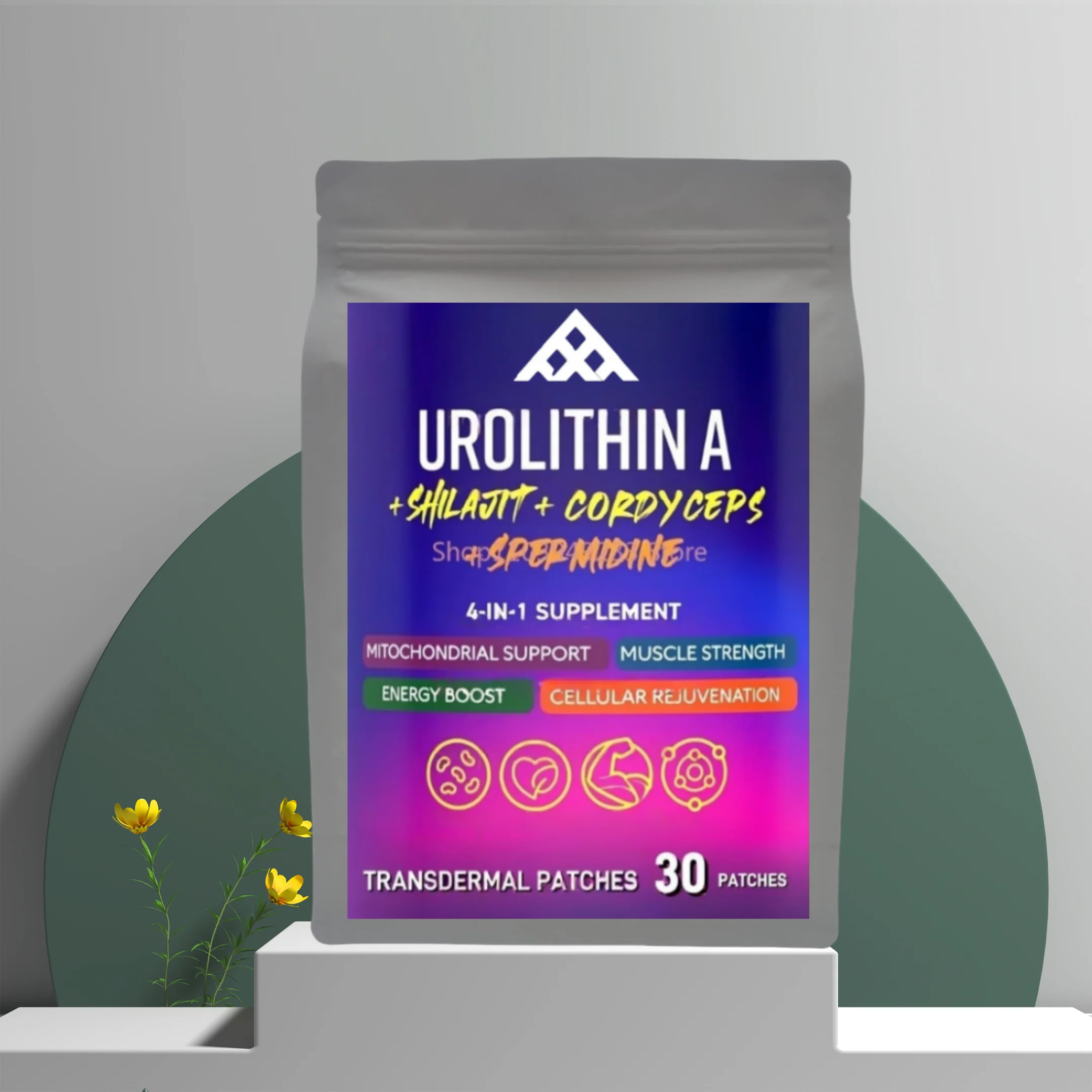 30 Patches Urolithin A Transdermal Patches With Spermidine Cordyceps - Boosts Cellular Energy, Muscle Strength, Immunity