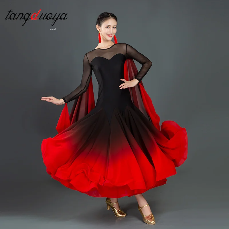 

Новое сексуальное современное танцевальное платье 2026 года, женские бальные платья для стандартных танцев, высококачественные красные костюмы для выступлений вальса