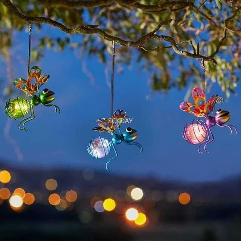 

Iron Insect Statue With LED Fairy Light Outdoor Waterproof Hanging Tree Ornament For Fence Yard Courtyard Garden Art Decor