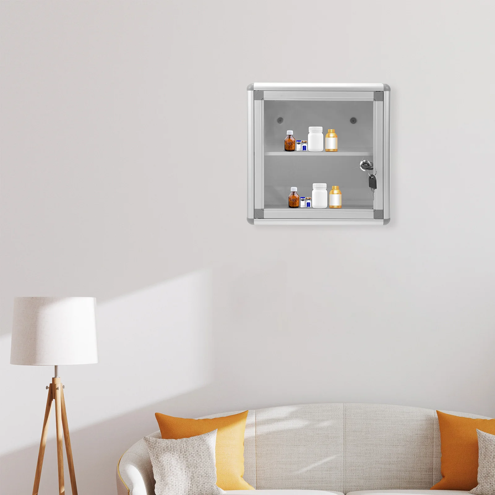 

Medicine Case Lockable Wall Mounted First Aid Box Sturdy Aluminum Alloy Suitable for Home Car Office Camping Emergency