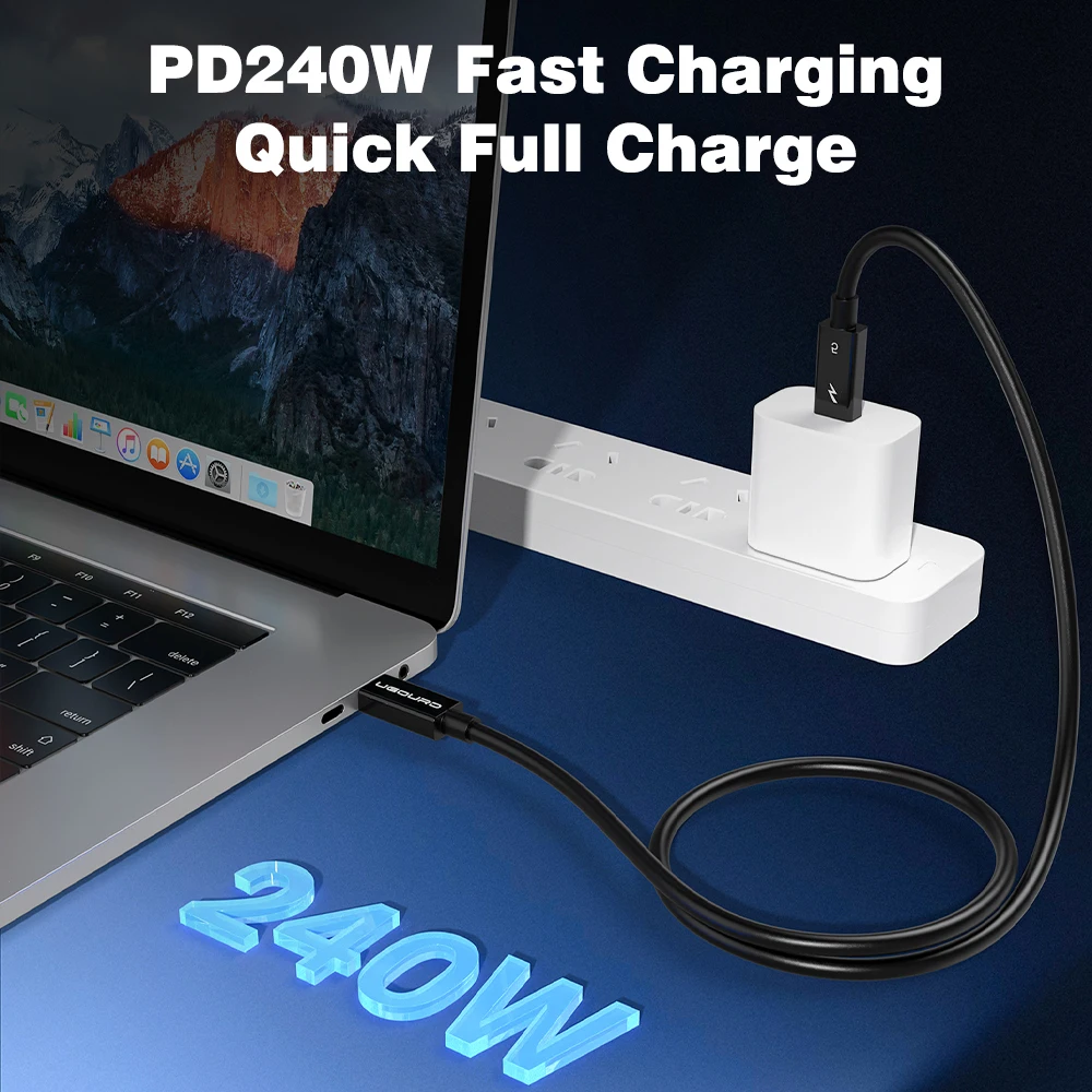 Kabel Thunderbolt 5 z miękkiego TPE, 80 Gbps, USB4 V2, kabel koncentryczny Type-C USB-C do C, 240 W, 16K 8K, do EGPU, Mac MINI, SSD, iPhone 16, MacBook — zdjęcie produktu 4