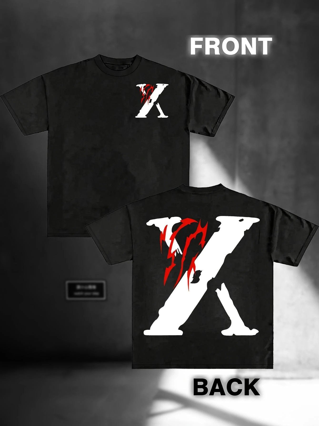 T-shirt décontracté à manches courtes et col rond pour hommes, avec un motif audacieux en forme de « X », coupe ample, style rétro unisexe, idéal pour les vacances et les voyages.