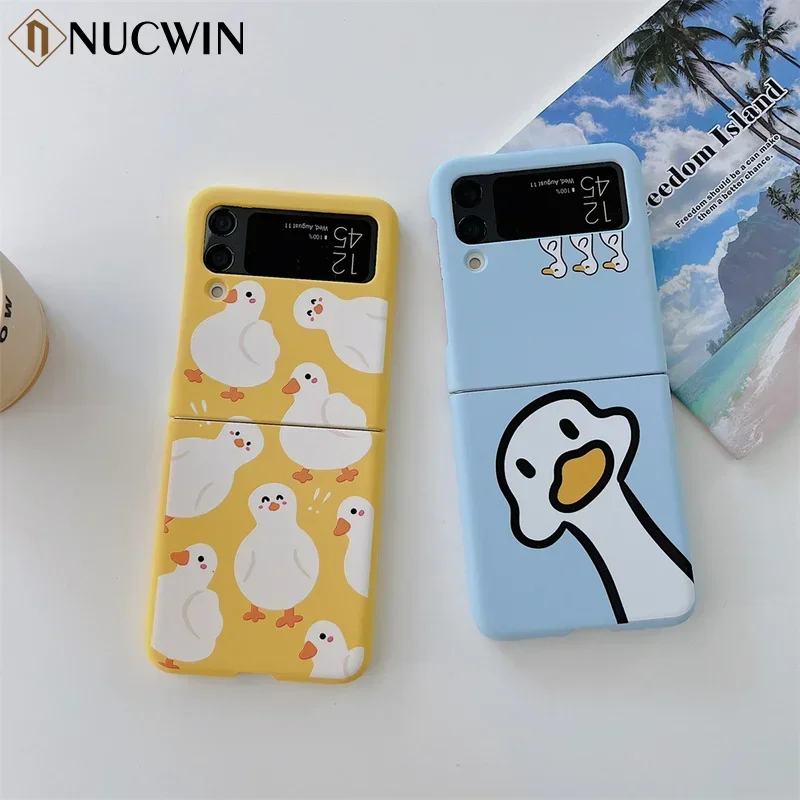 For Samsung Galaxy Z Flip 6 Cute Cartoon Duck Smile Pet Case For Samsung Galaxy Z Flip 6 5 4 3 Ultra Thin Shockproof Soft Cover