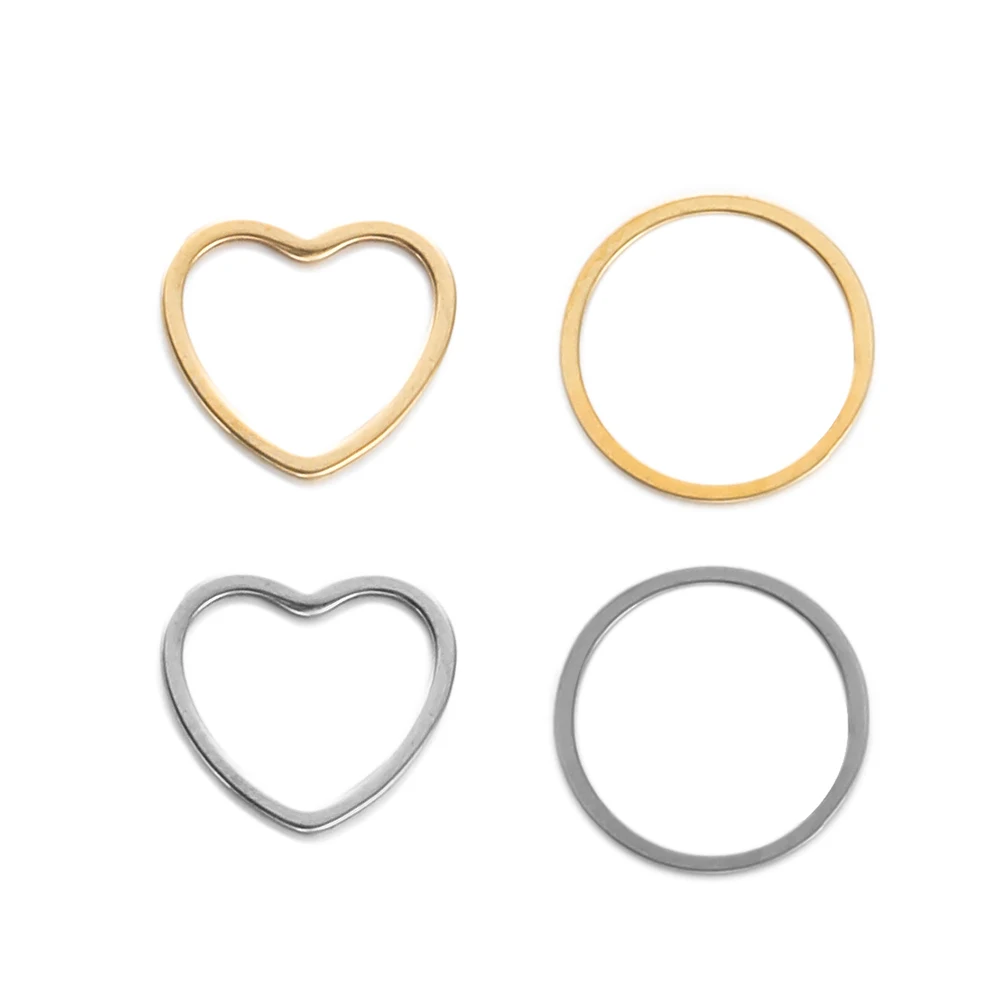 20Pcs Stainless Steel Geometry Heart Charms DIY Necklace Bracelet Jewelry Making Connectors Charms Findings Accessories