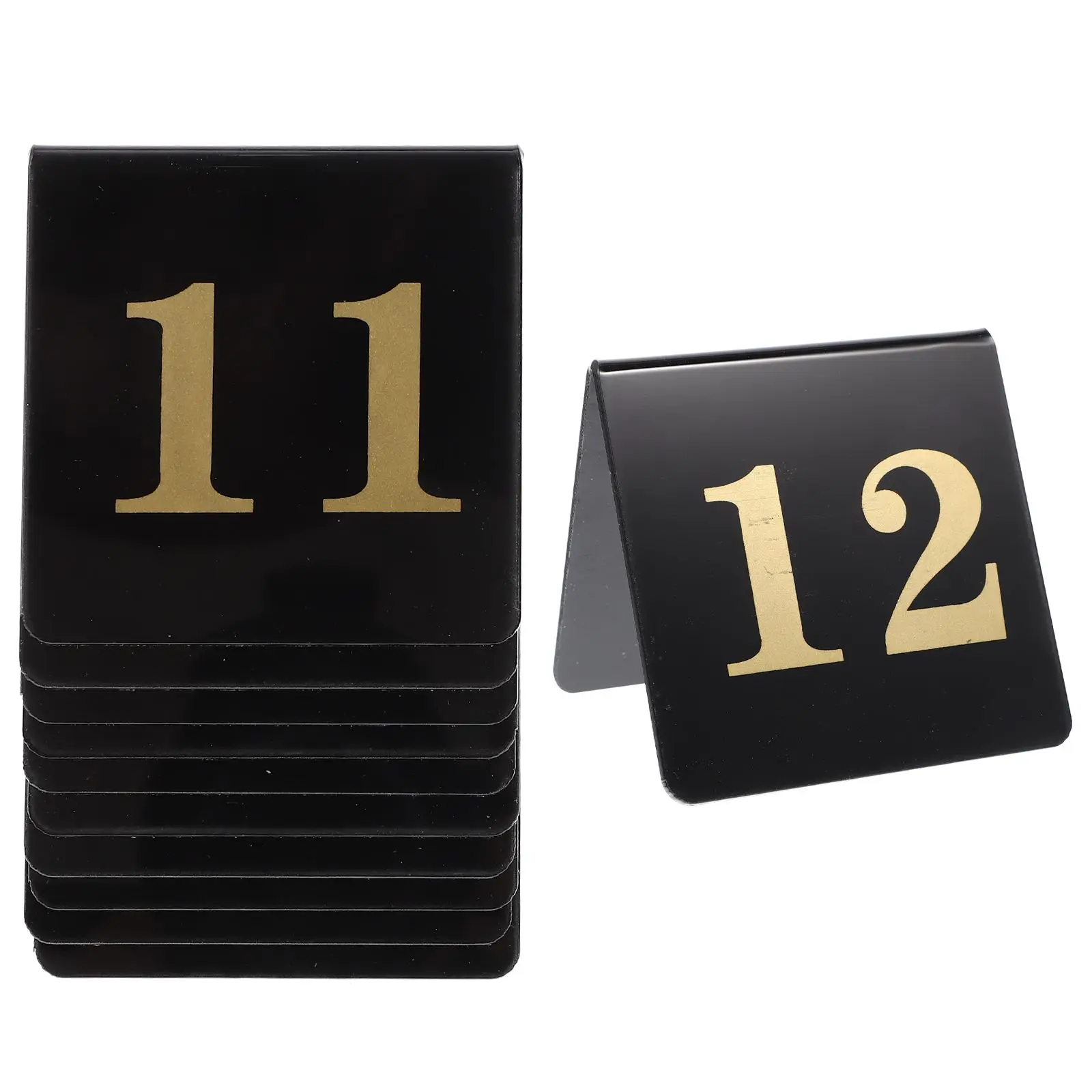 

10 Pcs Digital Table Numbers Acrylic V Shape Double Sided Black Gold Banquet Signs Reception Party Wedding Seat Cards Easy Clean