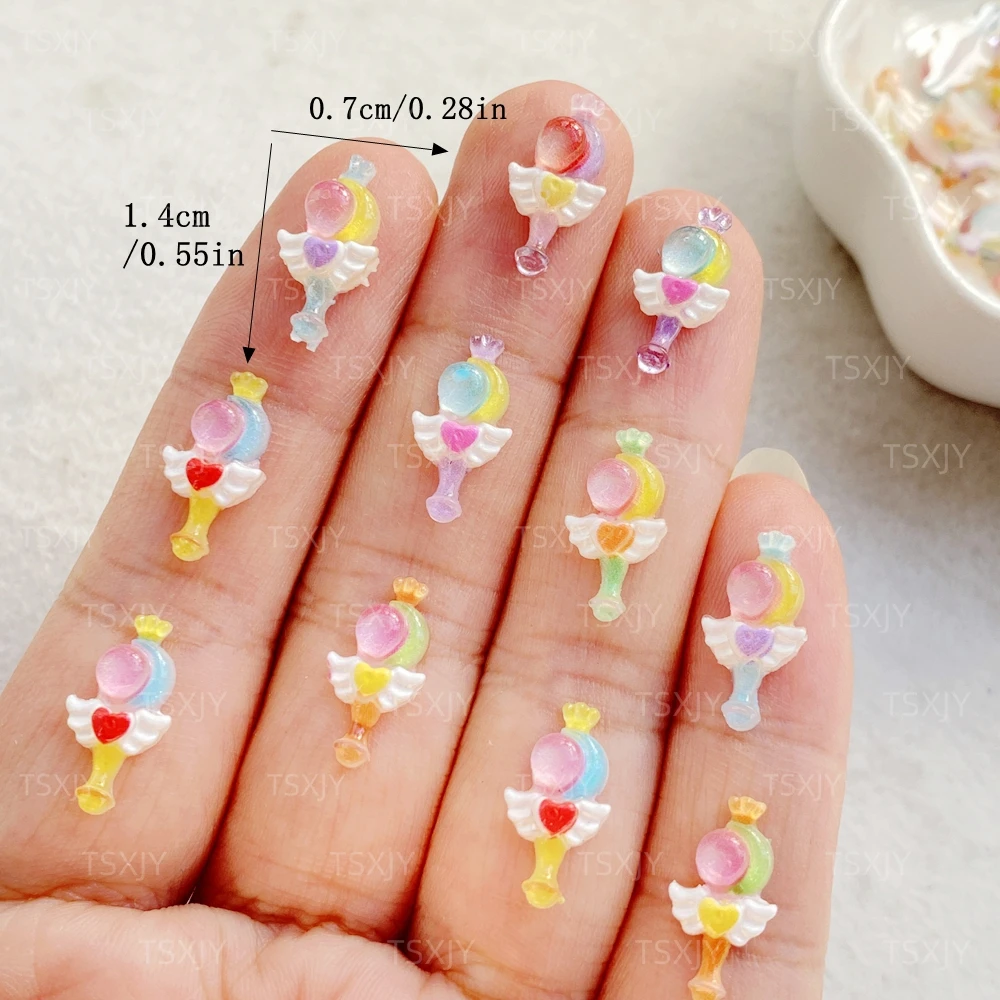 50Pcs Mixed Nail Art Resin Colorful cartoon magic wand Charms Rhinestones DIY Craft For Nail 3D Decorations Jewelry