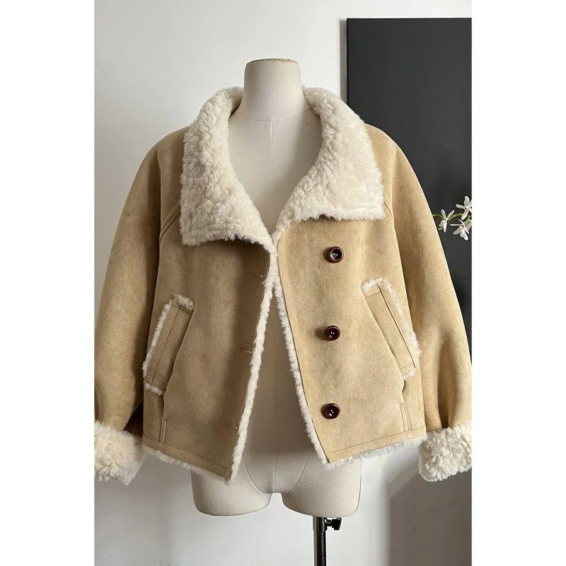 Suede Jacket Women's Autumn and Winter Short 2026 New Small Fur Integrated Environmentally Friendly Thickened Lamb Wool Top
