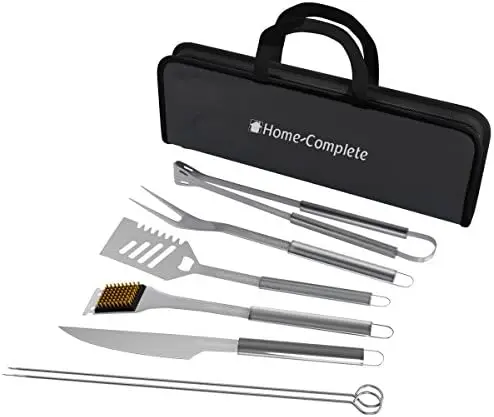 

Набор инструментов для гриля из 7 предметов с чехлом – Набор аксессуаров для барбекю из нержавеющей стали от Home-Complete