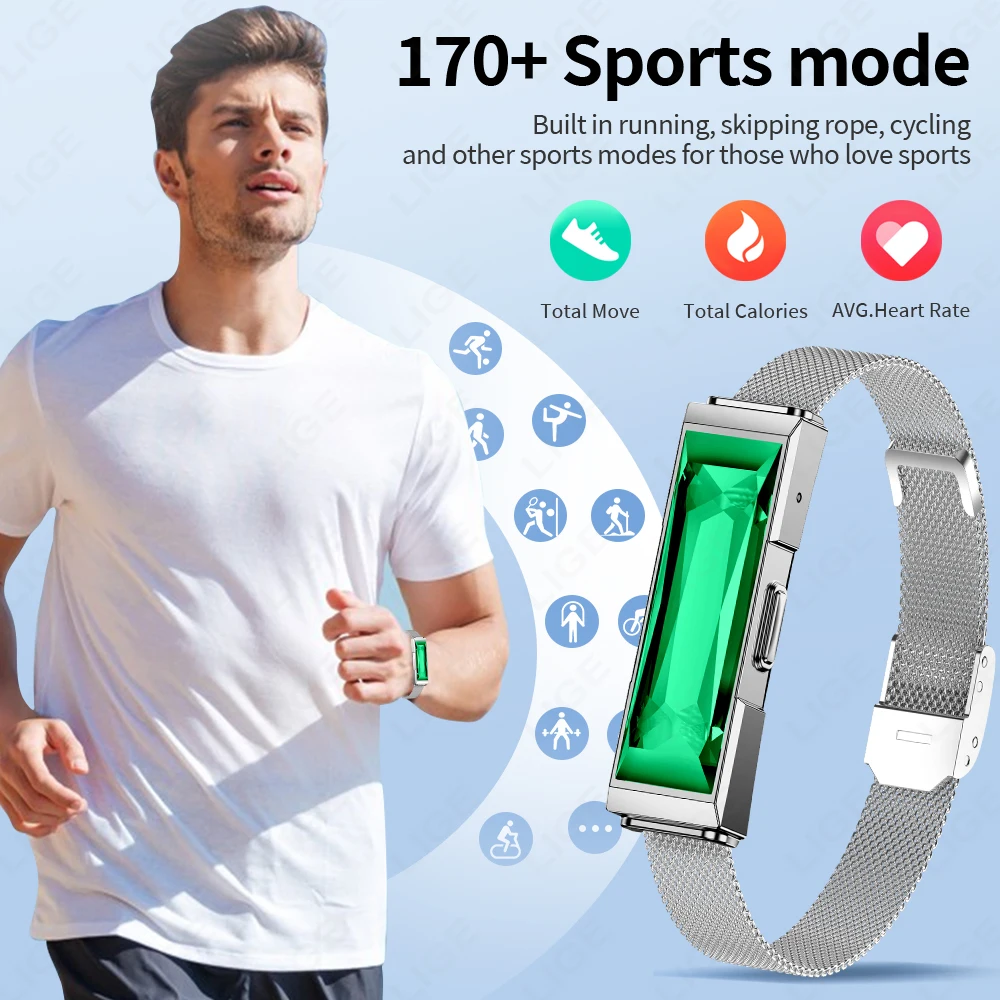 LIGE Couple Health Smart Bracelet Sport Band Fitness Tracker Heart Rate Sleep Monitor Camera Control Smart Watch for Android iOS
