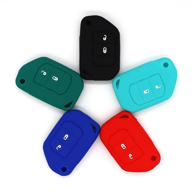 For Jeep Wrangler Renegade Free Light Silicone Folding 2-button Key Protective Case Five Colors