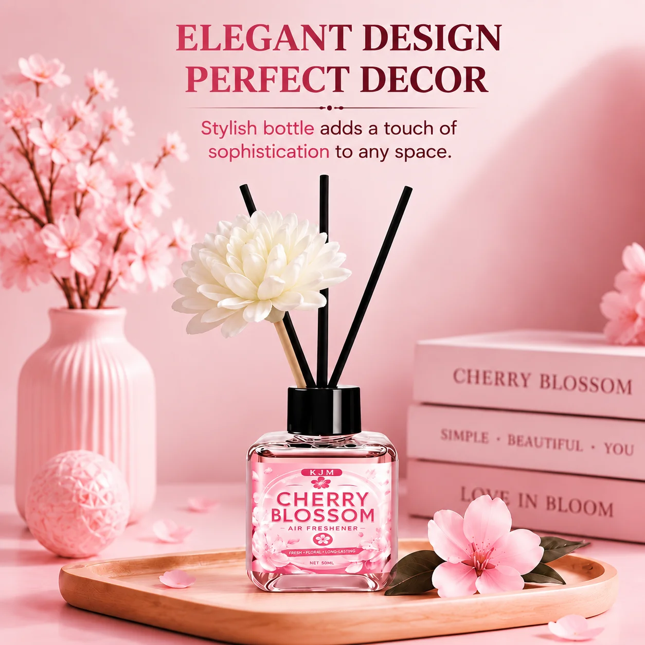 Fragrance Diffuser Cherry Blossom Air Freshener Car Home Aroma Decor Long Lasting Scent Deodorizer For Bedroom Bathroom Space