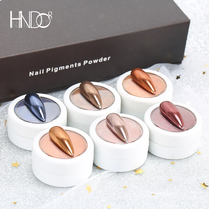 HNDO 12 Colors Brown Chrome Magic Mirror Powder Nail Glitter Pigment Dust Effect for Nail Art Decorations Manicure Design TN