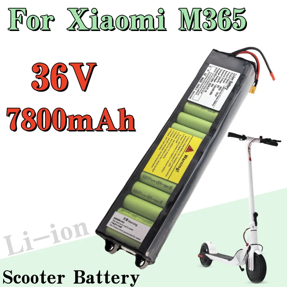 7800mAh 36V 10S3P Battery Pack for Xiaomi M365 Electric Scooter 18650 NE1003-H Cell Communication Interface Discharge Tail Light