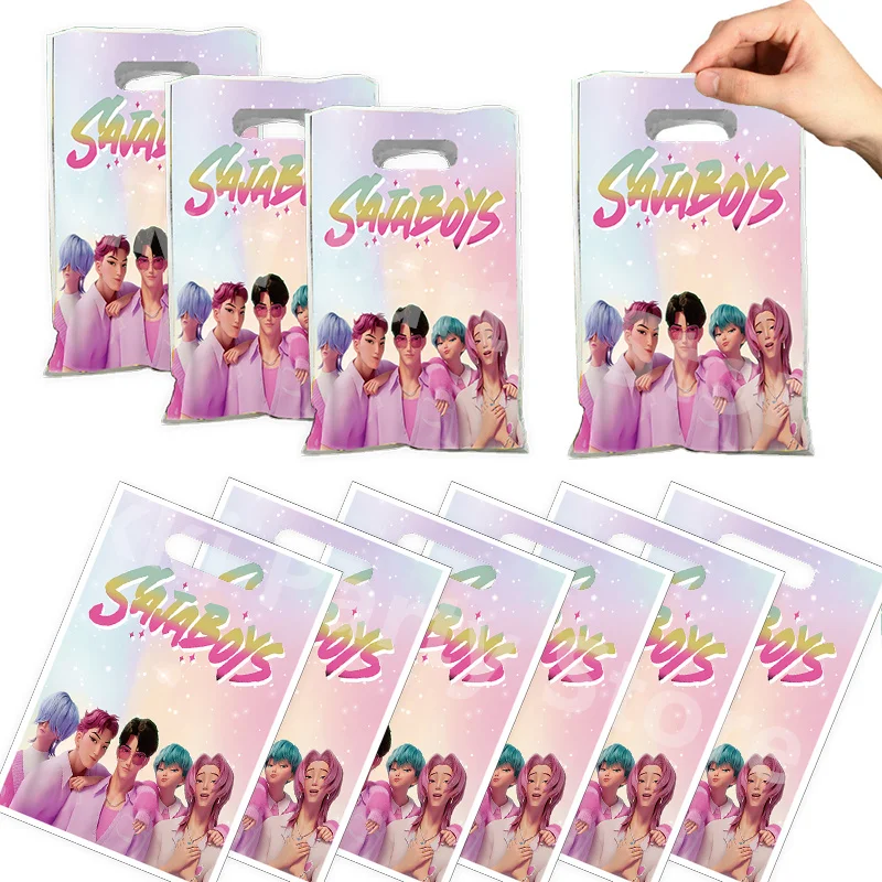 사자보이 파티 가방 데몬 헌터 생일 장식 플라스틱 선물 가방 캔디 박스 베이비 샤워 소녀 파티 용품 장식