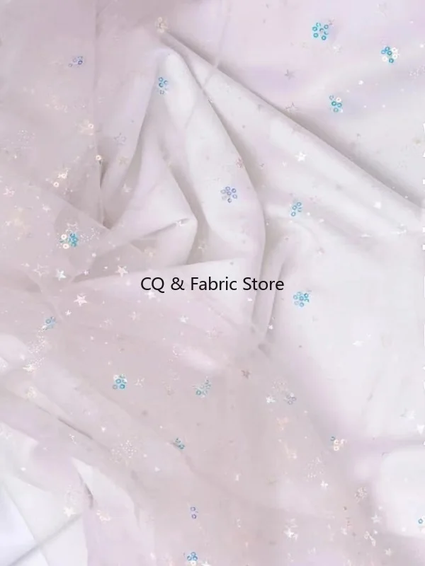 2 yard Lolita Abbigliamento per bambini Tessuto di pizzo ricamato fai-da-te Tessuto di design con perline a rete di fiori fantasia