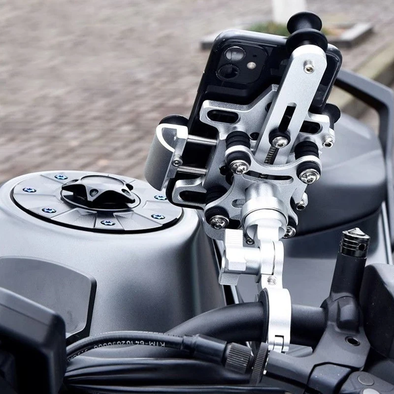 Soporte Universal para teléfono de motocicleta, soporte de aleación absorbente de golpes para teléfono de Motos, soporte de navegación ajustable, accesorios para motocicletas