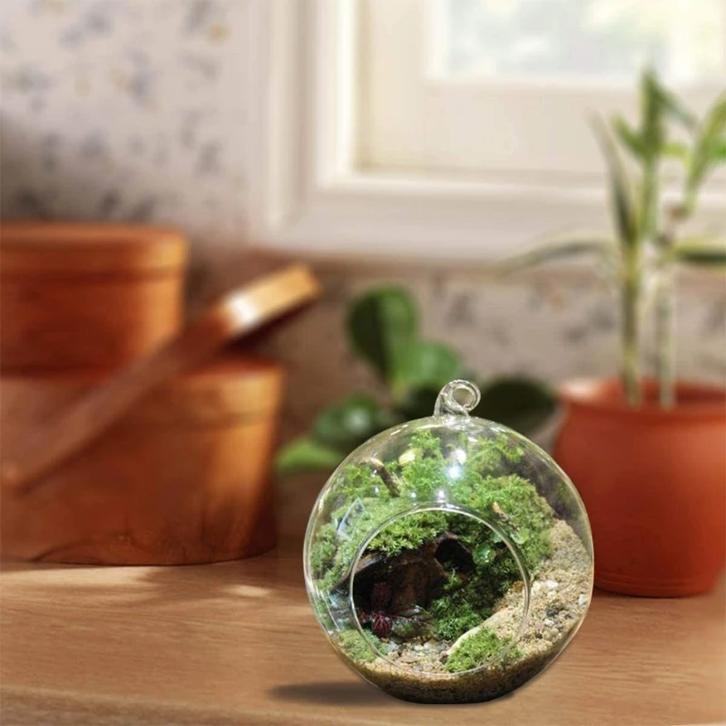 G92C Hanging Glass Terrarium Tealight Holder Home Succulenti Vase Hanger