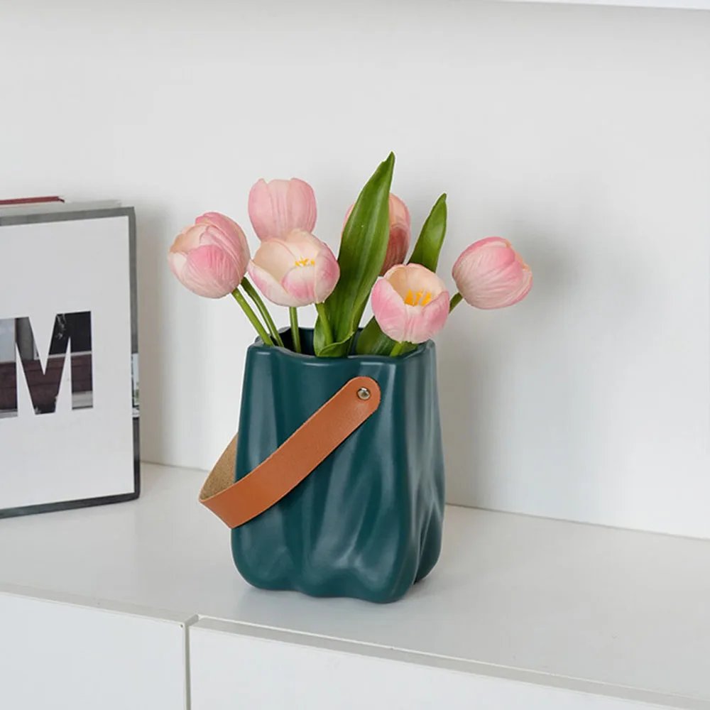 Modern Decorative Vase Handbag Ceramic Vase Decoration Home Flowers for Decor Table Decoration Accessories Room decor Vase Gift